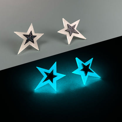 Glow In The Dark Two Tone Star Earrings