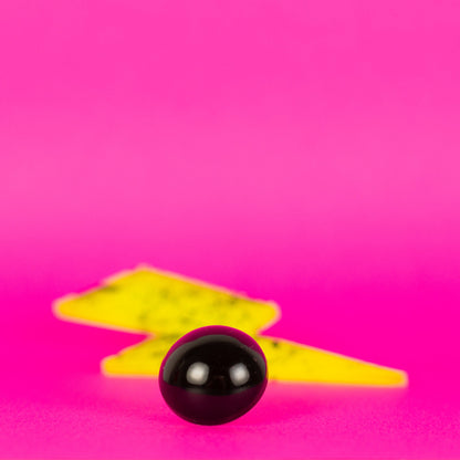 Mismatched Earrings Neon Yellow + Black Large Lightning Bolt