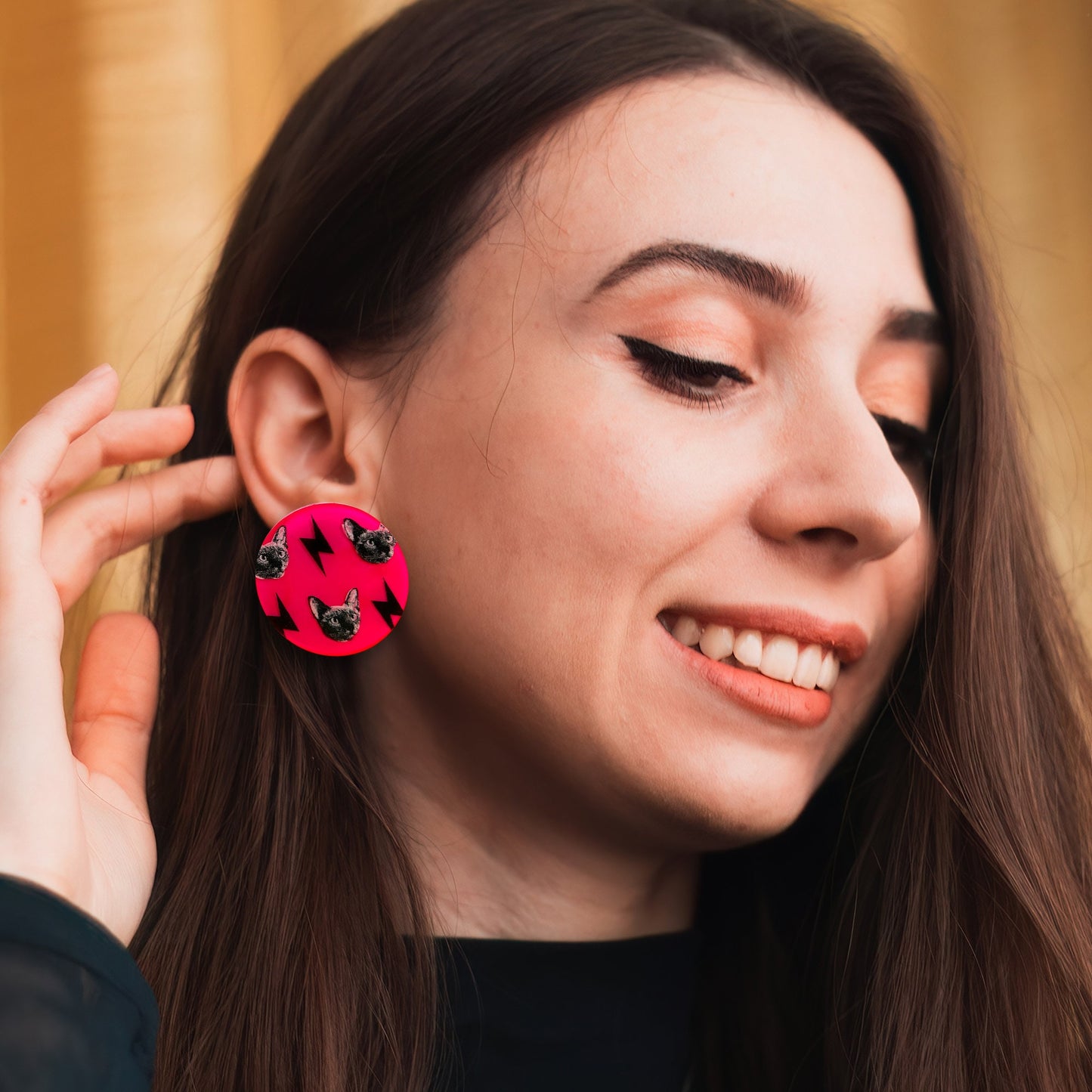 Neon Siamese Cat Earrings