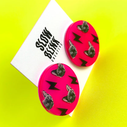 Neon Siamese Cat Earrings