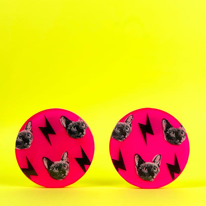 Neon Siamese Cat Earrings