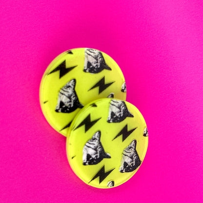 Neon Pop Art Frank Cat Earrings