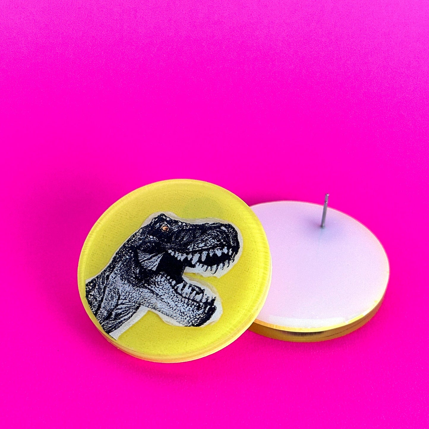 Neon Yellow Dinosaur Earrings