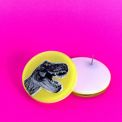 Neon Yellow Dinosaur Earrings