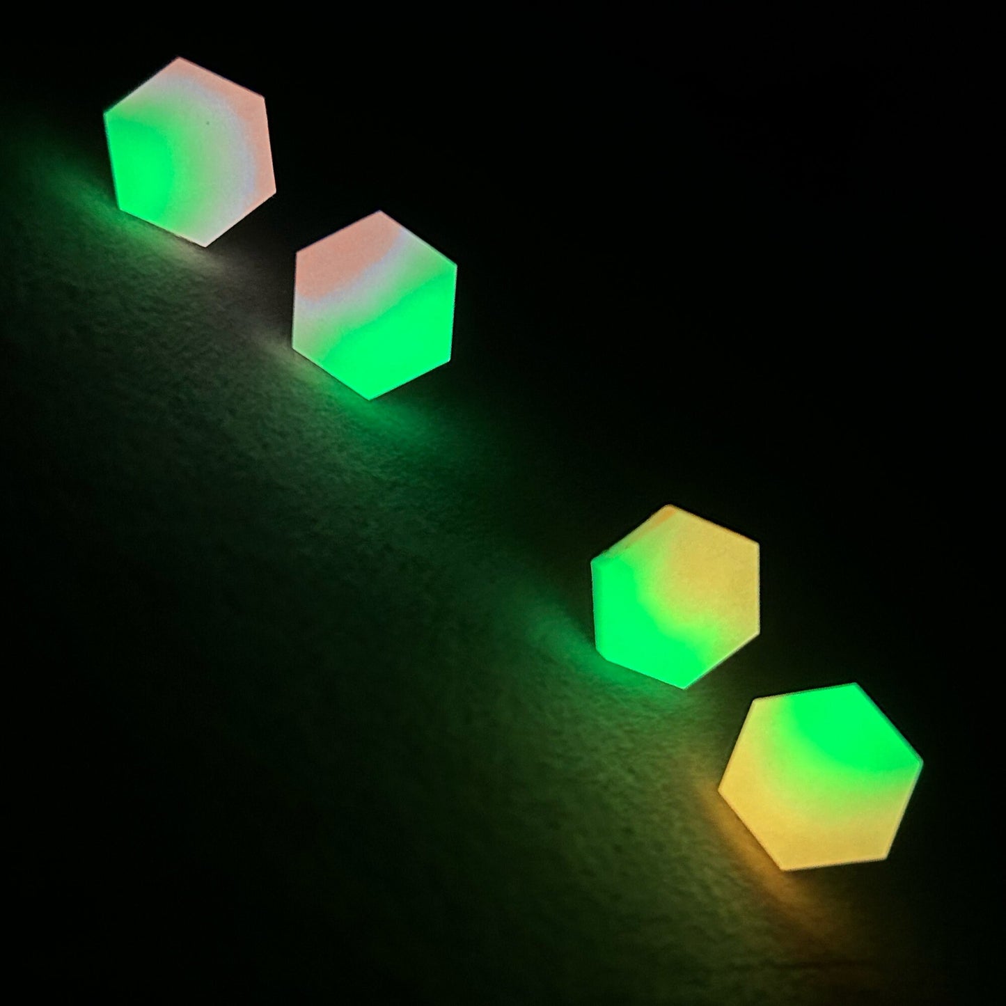 Glow In The Dark Hexagon Earrings (Pink or Orange)