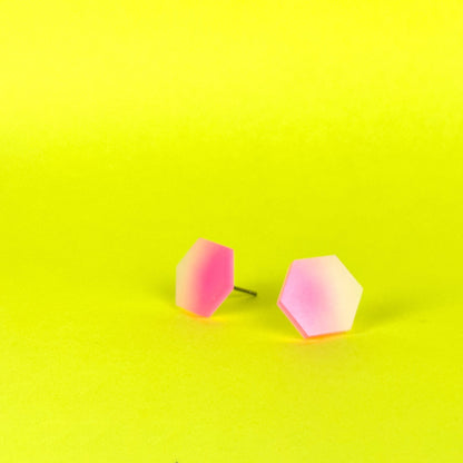 Glow In The Dark Hexagon Earrings (Pink or Orange)