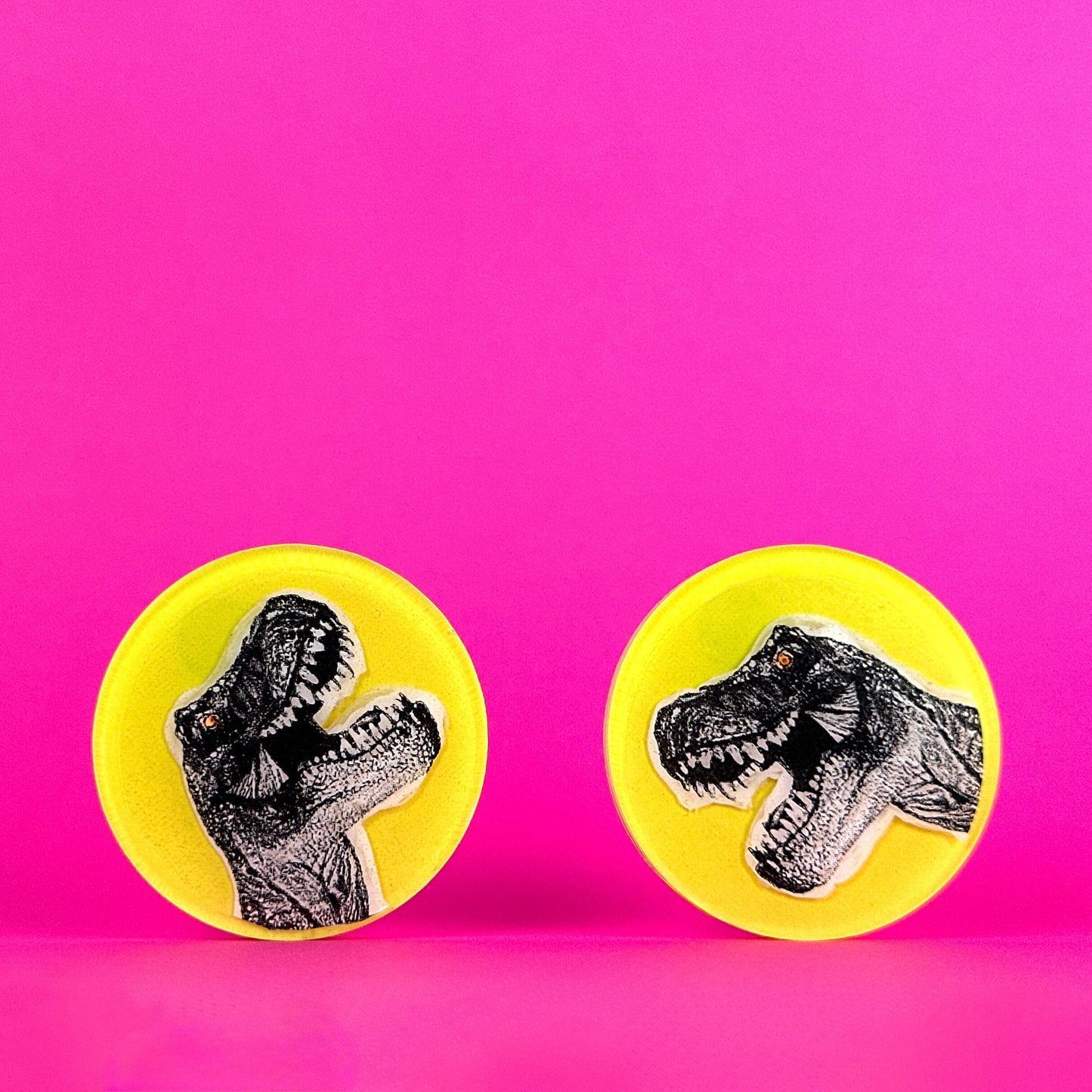 Neon Yellow Dinosaur Earrings