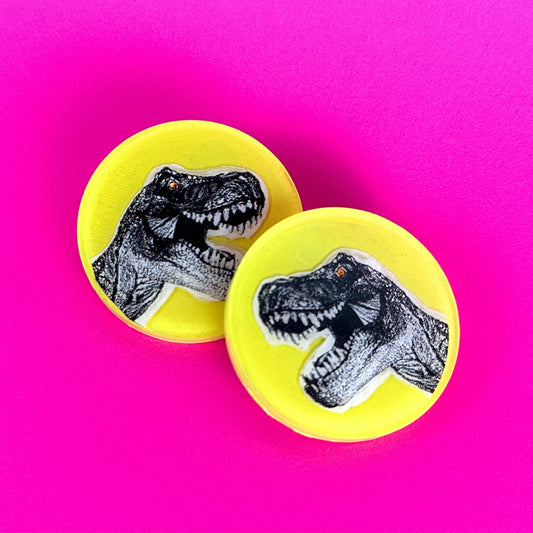 Neon Yellow Dinosaur Earrings