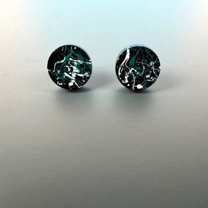 Small Green + White Splatter Earrings